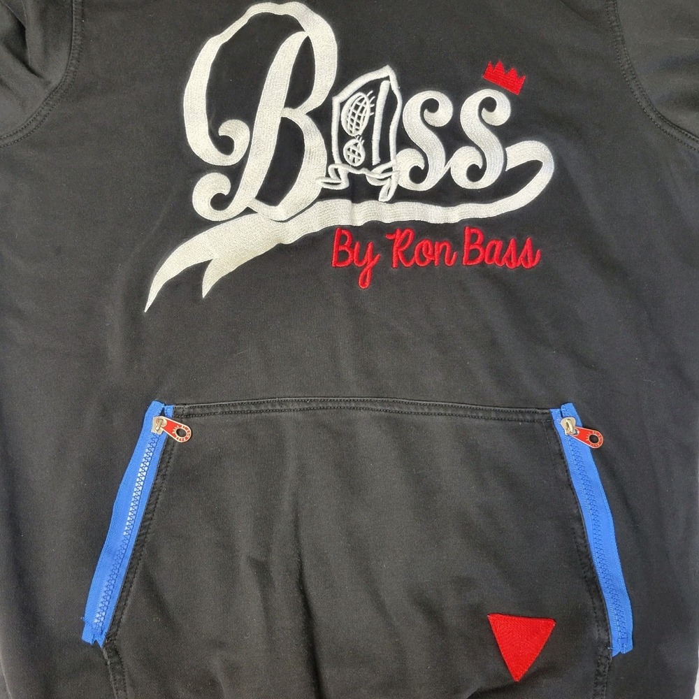 Bass Ron Bass Pullover Hoodie‎ XL Black Red Big Embroidered Logo Hip Hop Flaw